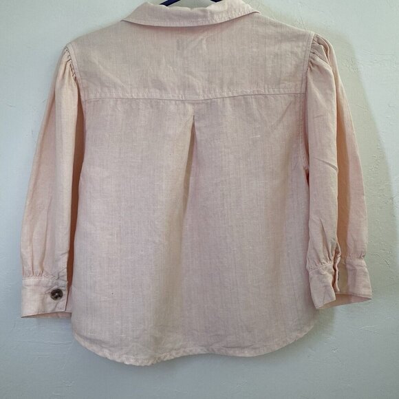 DL 1961 Women's Pink Candice 100% Linen Elbow Sleeve Crop Blouse Top Size XS - Picture 2 of 10